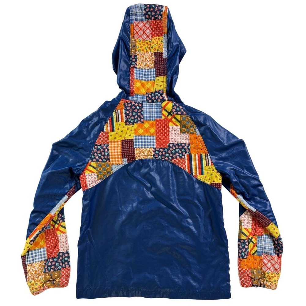 Vintage c. 1990 Made in Japan Patchwork Hooded Jacket Boho Cotton Nylon S M - Picture 6 of 8